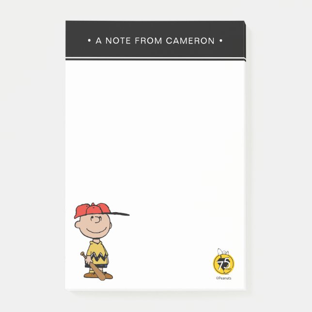 Jordnötter | Charlie Brown Baseball Smile Post-it Block (Framsida)