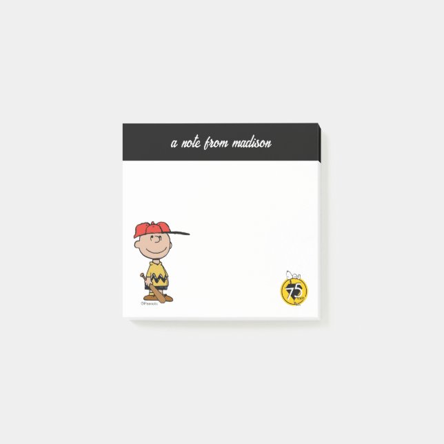 Jordnötter | Charlie Brown Baseball Smile Post-it Block (Framsida)