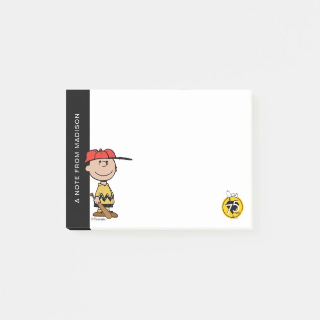 Jordnötter | Charlie Brown Baseball Smile Post-it Block (Framsida)