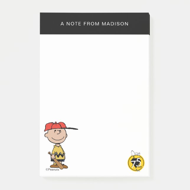 Jordnötter | Charlie Brown Baseball Smile Post-it Block (Framsida)