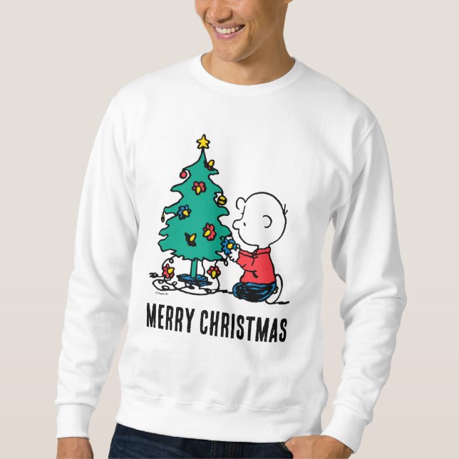 Jordnötter | Charlie Brown jul Ljus Lång Ärmad Tröja (Framsida)