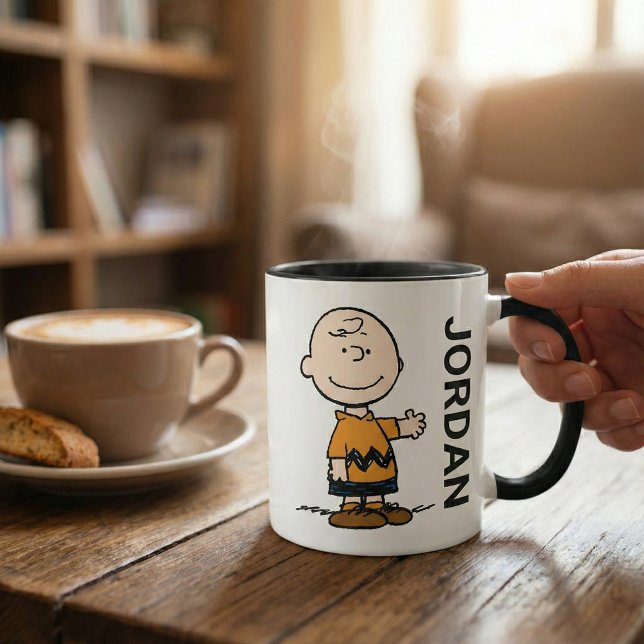 Jordnötter | Charlie Brown | Lägg till ditt namn Mugg (Skapare uppladdad)