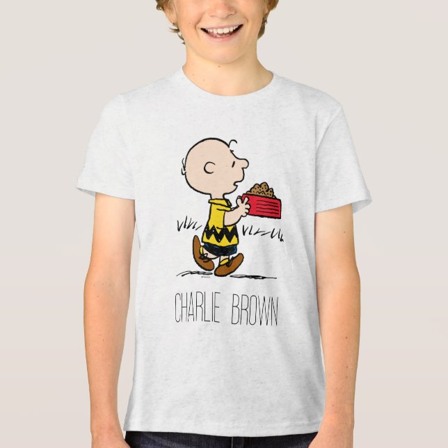 Jordnötter| Charlie Brown med Snoopy's Dish T Shirt (Framsida)