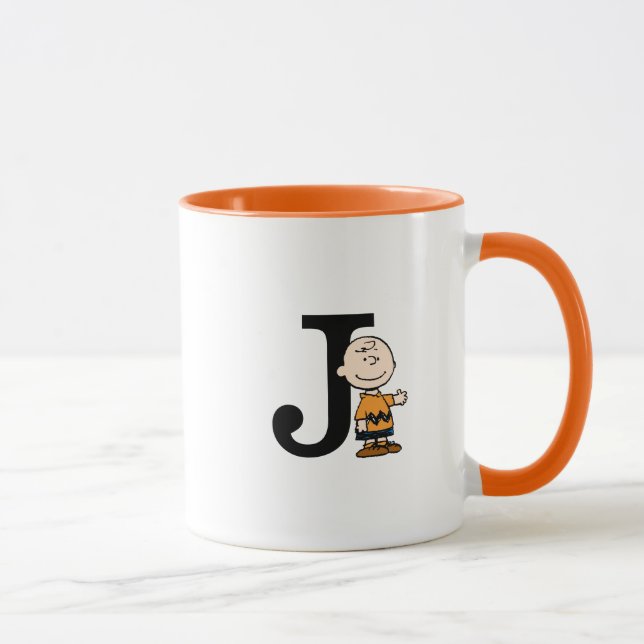 Jordnötter | Charlie Brown Monogram J Mugg (Höger)