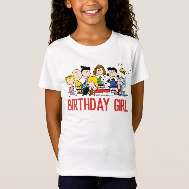 Jordnötter | Charlie Brown och Gang Birthday Girl T Shirt (Framsida)