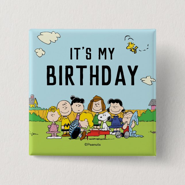 Jordnötter | Charlie Brown och Gang Birthday Knapp (Framsida)