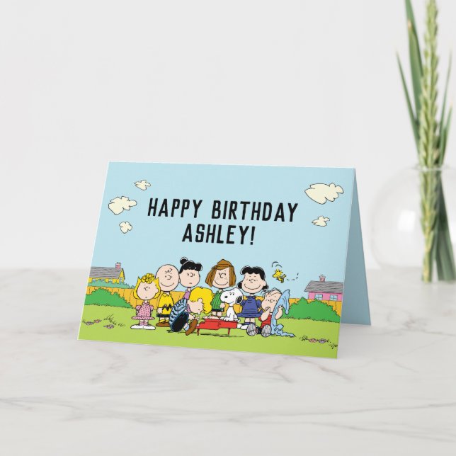 Jordnötter | Charlie Brown och Gang Birthday Kort (Framsida)