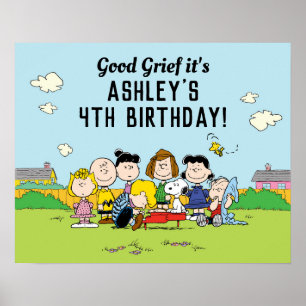 Jordnötter Charlie Brown och Gang Birthday Poster