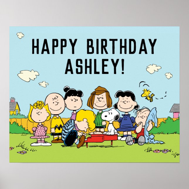 Jordnötter | Charlie Brown och Gang Birthday Poster (Framsidan)