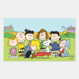 Jordnötter Charlie Brown och Gang Rektangulärt Klistermärke