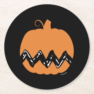 Jordnötter   Charlie Brown Orange Pumpkin Underlägg Papper Rund