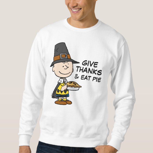 Jordnötter | Charlie Brown Pilgrim Lång Ärmad Tröja (Framsida)