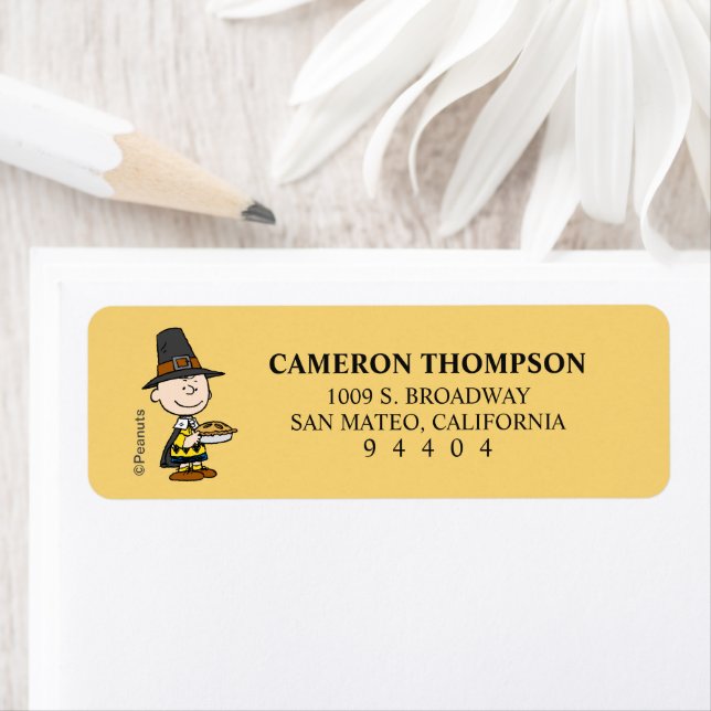 Jordnötter | Charlie Brown Pilgrim Returadress Etikett (Insitu)