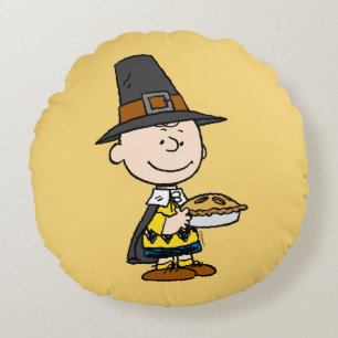 Jordnötter   Charlie Brown Pilgrim Rund Kudde