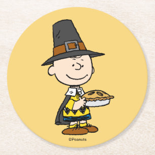Jordnötter   Charlie Brown Pilgrim Underlägg Papper Rund