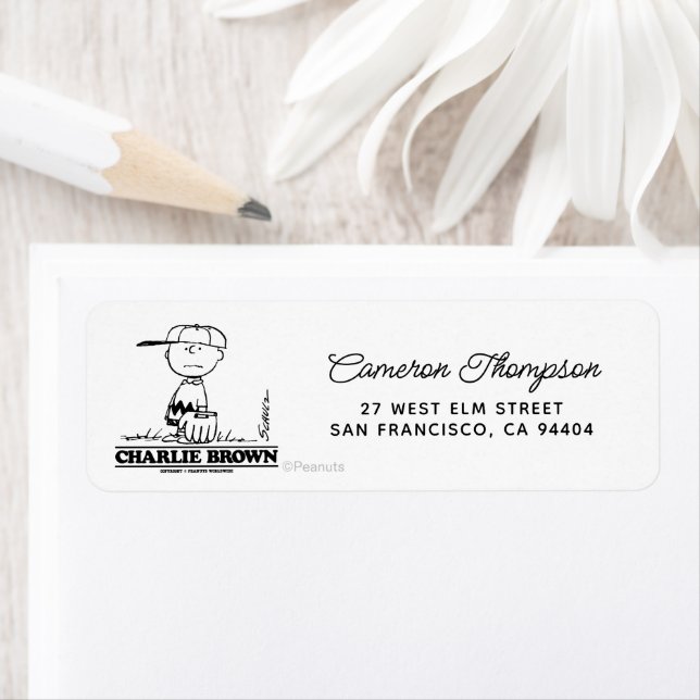 Jordnötter | Charlie Brown Spela Boll Returadress Etikett (Insitu)