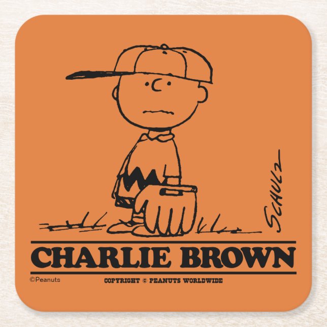 Jordnötter | Charlie Brown Spela Boll Underlägg Papper Kvadrat (Framsidan)