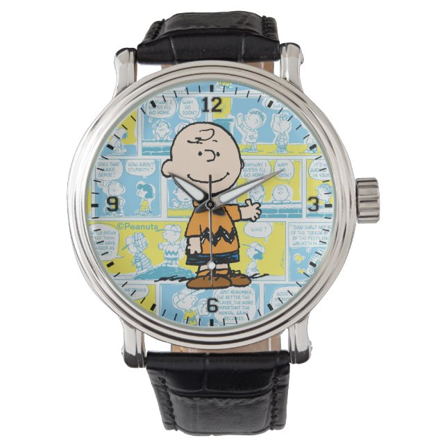 Jordnötter | Charlie Brown Tecknad Mönster Armbandsur (Framsida)