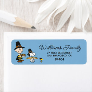 Jordnötter   Charlie Brown Thanksgiving Returadress Etikett