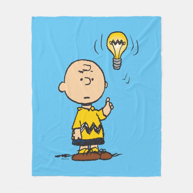 Jordnötter | Charlie Browns Light Bulb Idea Fleecefilt (Framsidan)