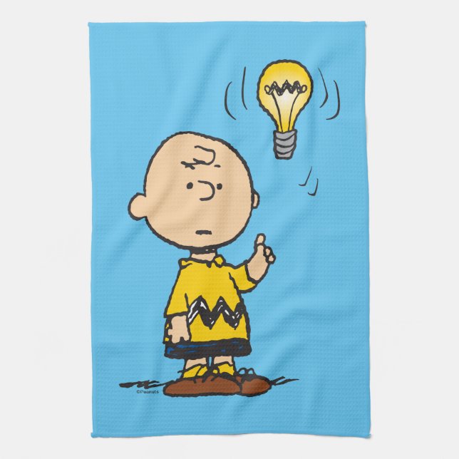 Jordnötter | Charlie Browns Light Bulb Idea Kökshandduk (Vertikal)