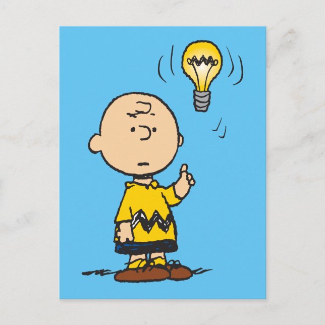 Jordnötter | Charlie Browns Light Bulb Idea Vykort (Framsida)