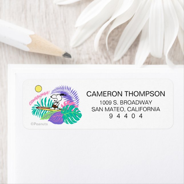 Jordnötter | Cowabunga Snoopy Returadress Etikett (Insitu)