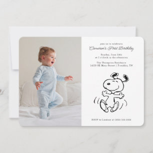 Jordnötter   Dansande snoopy Photo Birthday Inbjudningar