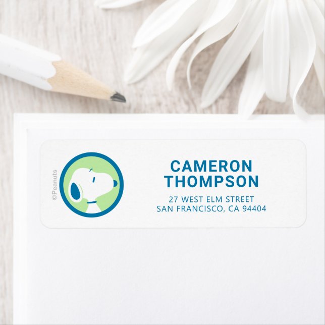 Jordnötter | Drömmar för noopy Blue Deco Returadress Etikett (Insitu)