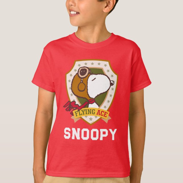 Jordnötter | Flygande snoopy Ace Badge T Shirt (Framsida)