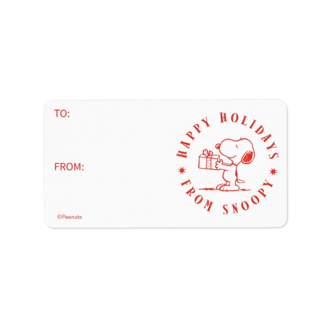 Jordnötter | Glad helg från Märkrn Snoopy Gift Adressetikett (Framsidan)