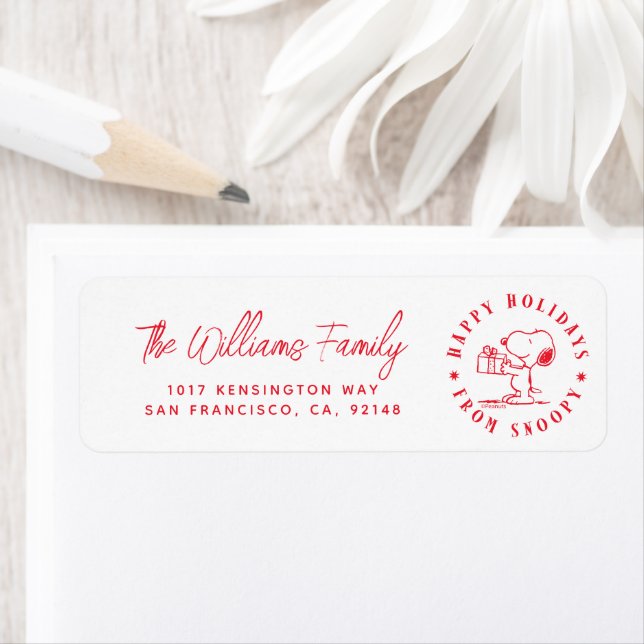 Jordnötter | Glad helg från Snoopy Returadress Etikett (Insitu)