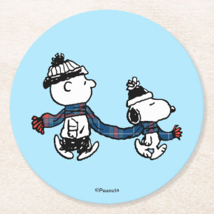 Jordnötter   God jul Snoopy & Charlie Brown Underlägg Papper Rund