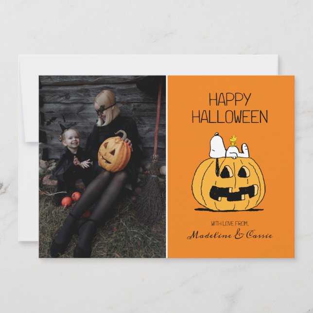 Jordnötter | Happy halloween Snoopy & Jack O'Lante Julkort (Framsida)