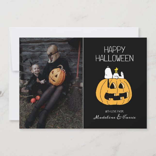 Jordnötter | Happy halloween Snoopy & Jack O'Lante Julkort (Framsida)