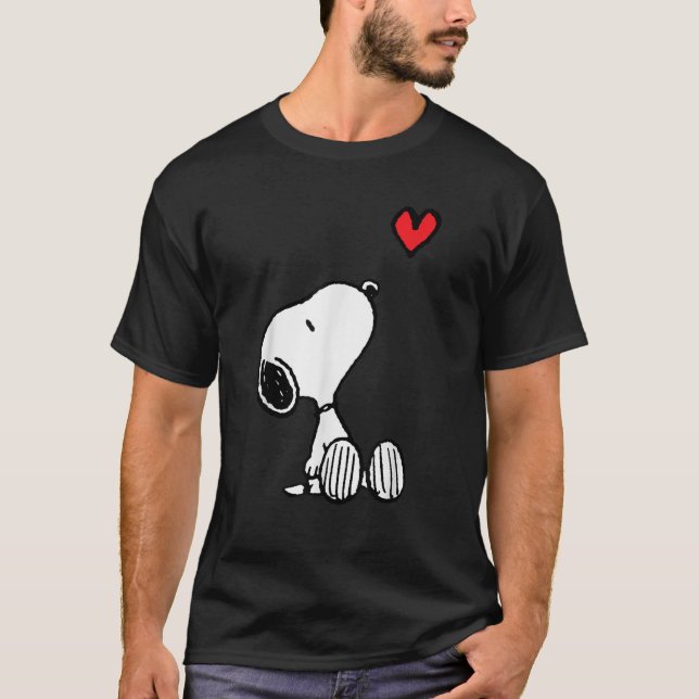 Jordnötter Heart Sitta Snoopy T Shirt (Framsida)