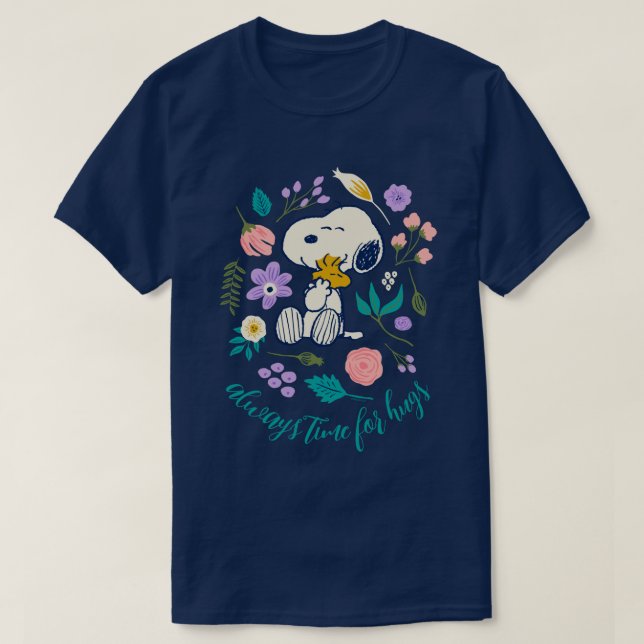 Jordnötter i Bloom | Snoopy & Woodstock Flower Hug T Shirt (Design framsida)