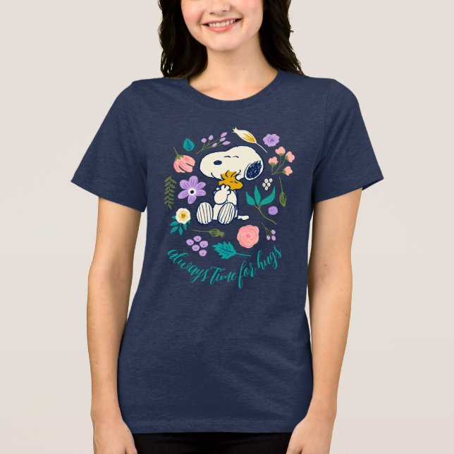 Jordnötter i Bloom | Snoopy & Woodstock Flower Hug T Shirt (Framsida)