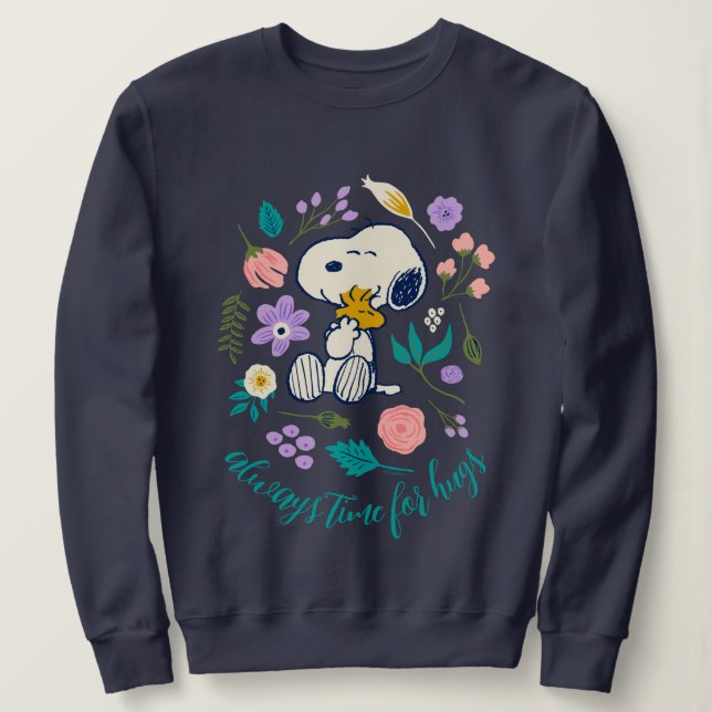 Jordnötter i Bloom | Snoopy & Woodstock Flower Hug T Shirt (Design framsida)