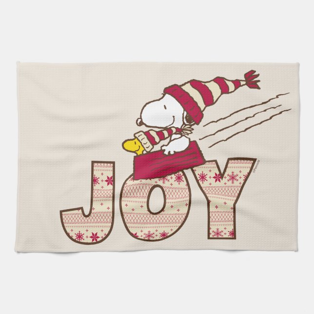 Jordnötter | Joy Sled Ride & Snoopy & Woodstock Kökshandduk (Horisontell)