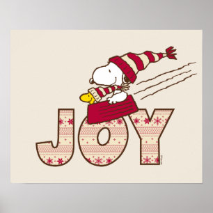 Jordnötter Joy Sled Ride & Snoopy & Woodstock Poster