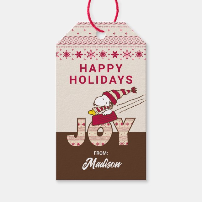 Jordnötter | Joy Sled Ride & Snoopy & Woodstock Presentetikett (Framsidan)