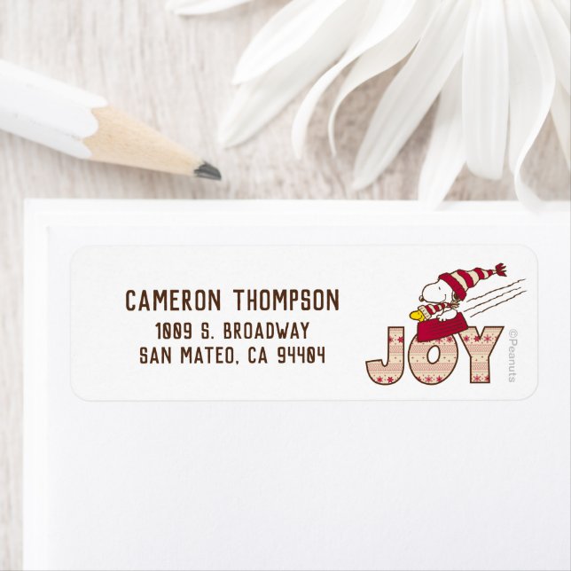 Jordnötter | Joy Sled Ride & Snoopy & Woodstock Returadress Etikett (Insitu)