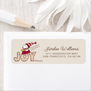Jordnötter Joy Sled Ride & Snoopy & Woodstock Returadress Etikett