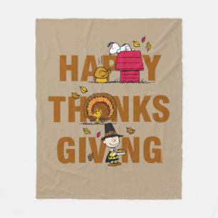 Jordnötter Kombination av Happy thanksgiving Fleecefilt