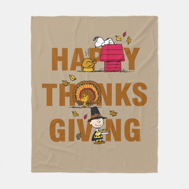 Jordnötter | Kombination av Happy thanksgiving Fleecefilt (Framsidan)