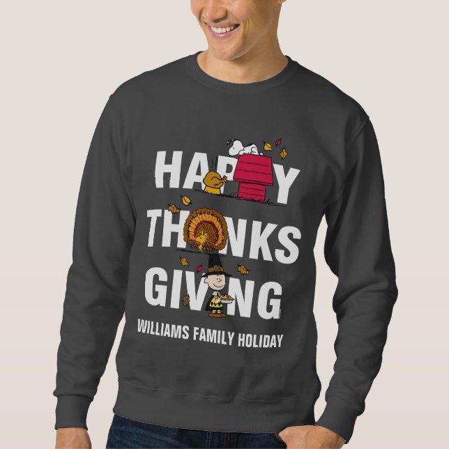 Jordnötter | Kombination av Happy thanksgiving Lång Ärmad Tröja (Framsida)
