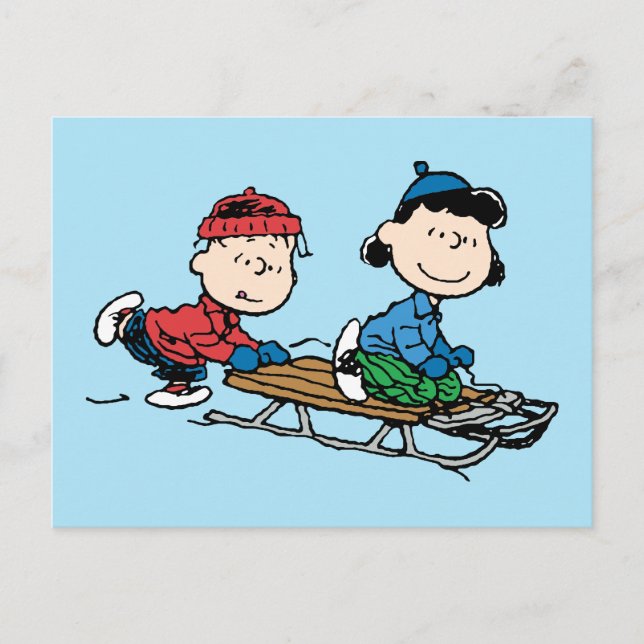 Jordnötter | Linus & Lucy Sled Riding Helg Vykort (Framsida)