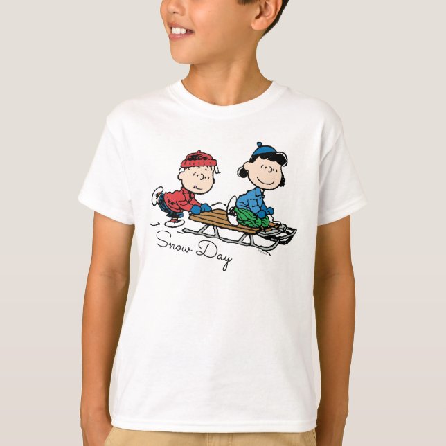 Jordnötter | Linus & Lucy Sled Riding T Shirt (Framsida)
