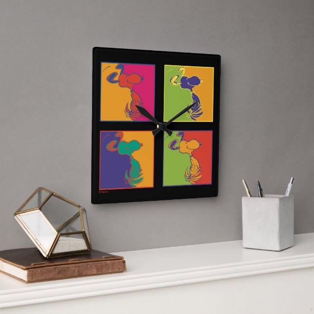 Jordnötter | Modern pop Art Snoopy Fyrkantig Klocka (Kontor)